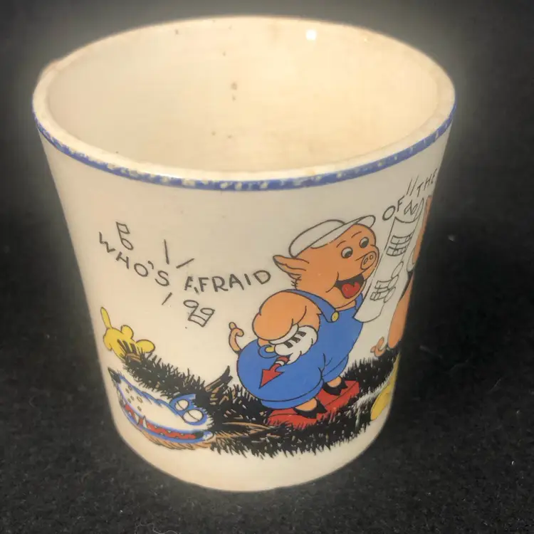 Vintage Walt Disney Enterprises Patriot China 3 Pigs Mug Cup