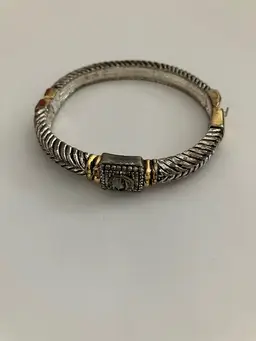 Silver Tone and Gold Tone Hinged Bracelet