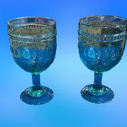 #01 - Set If 2 Pioneer Woman Adeline Pedestal Blue Glasses