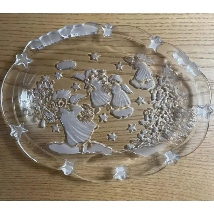 Mikasa Holiday Lights Candy Sweets Dish Christmas Angels Scalloped Edge 9 Inch