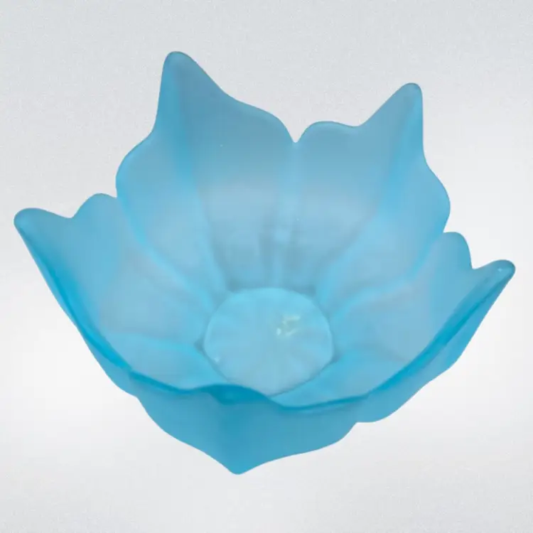 Vintage Viking Glass Bowl Frosted Blue Lotus Designed By Wayne Husted