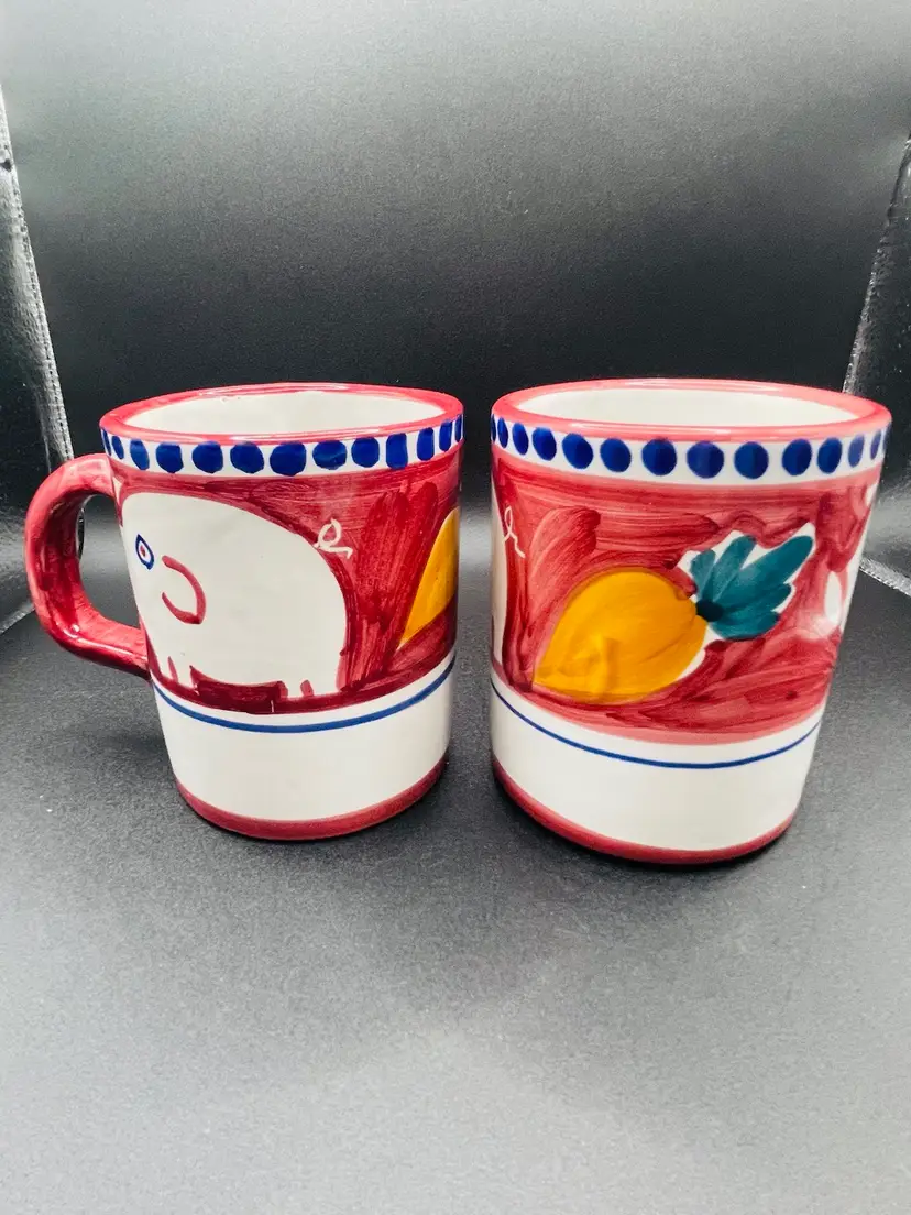 Solimene- Vietri Campanga Porco Pig And Carrot Mugs