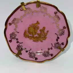 Limoges France Courting Couple Mini Plate W/Hanger/Holder Home Decor 2.75”