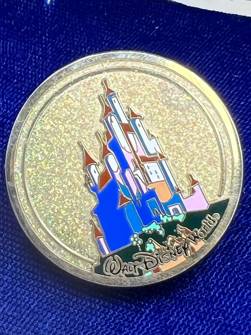 Disney collectible pin compact mirror featuring Cinderella Castle.