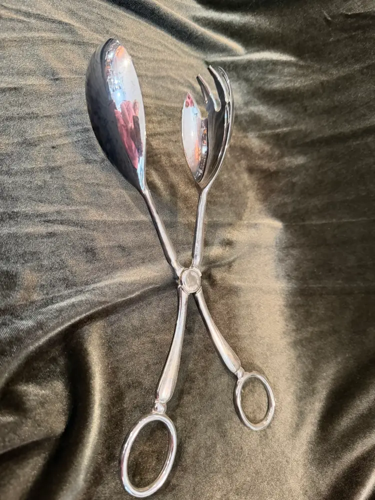 Vintage Silver Plated Scissor Salad Serving Tongs
