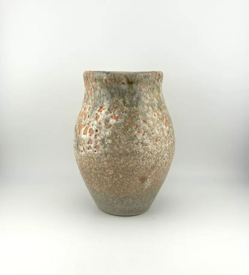 Signed Handmade Lava Glaze Pottery Vase 4.5”x 6”