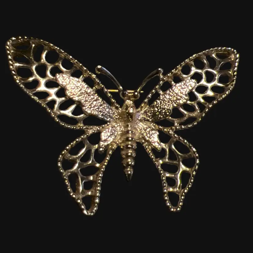 Vintage Sarah Coventry "Madame Butterfly" Gold Tone Brooch Pin 2 1/2”