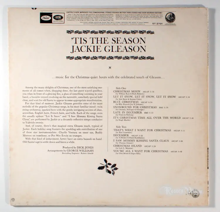 Jackie Gleason - Tis the Season (1967) Vinyl LP • Blue Christmas Moon, Holiday