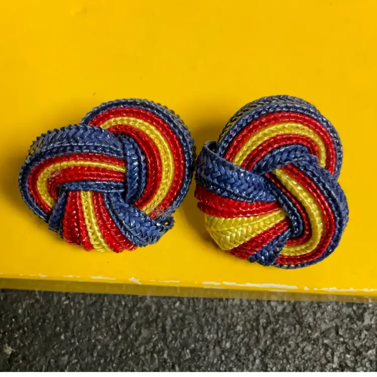 90s Blue Red Yellow Knot Earrings