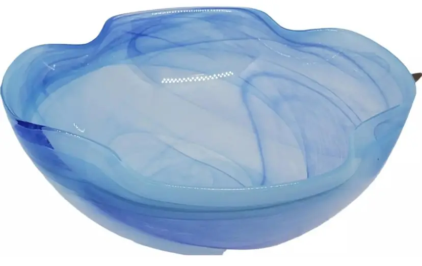 Murano Style Blue Crimped Edge Bowl