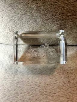 3D Laser Etched Crystal Harley Davidson Motorcycle Paperweight Retro Decor