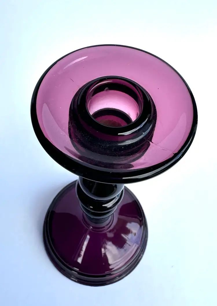 Vintage 1920 Imperial Amethyst Purple  Antique Glass Spindle Candlestick