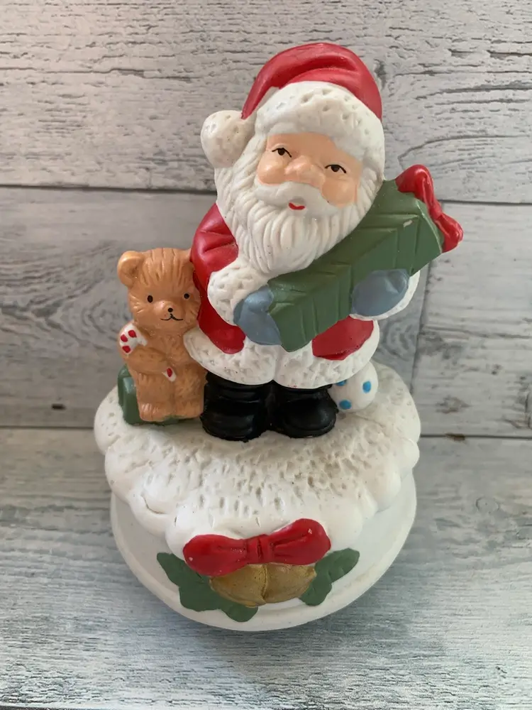 Christmas Santa & Bear Musical Figurine China