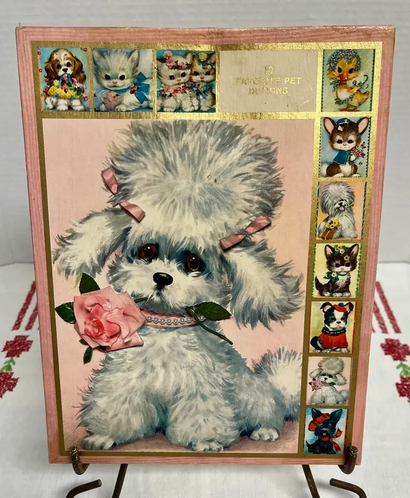 Vintage Coby “ The Pet Set “ Large Format Greeting Cards In Original Box
