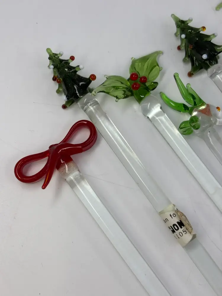 Lillian Vernon & Other Art Glass Swizzle Sticks (9) 6-8”