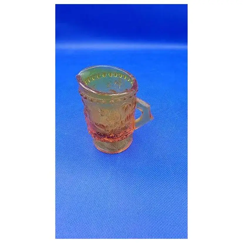 VINTAGE CARNIVAL GLASS PITCHER RUBIGOLD IMPERIAL 1 PINT GRAPE PATTERN