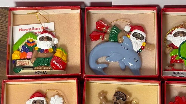 Lot Of 8 The Poi People Hawaiian Christmas Ornaments