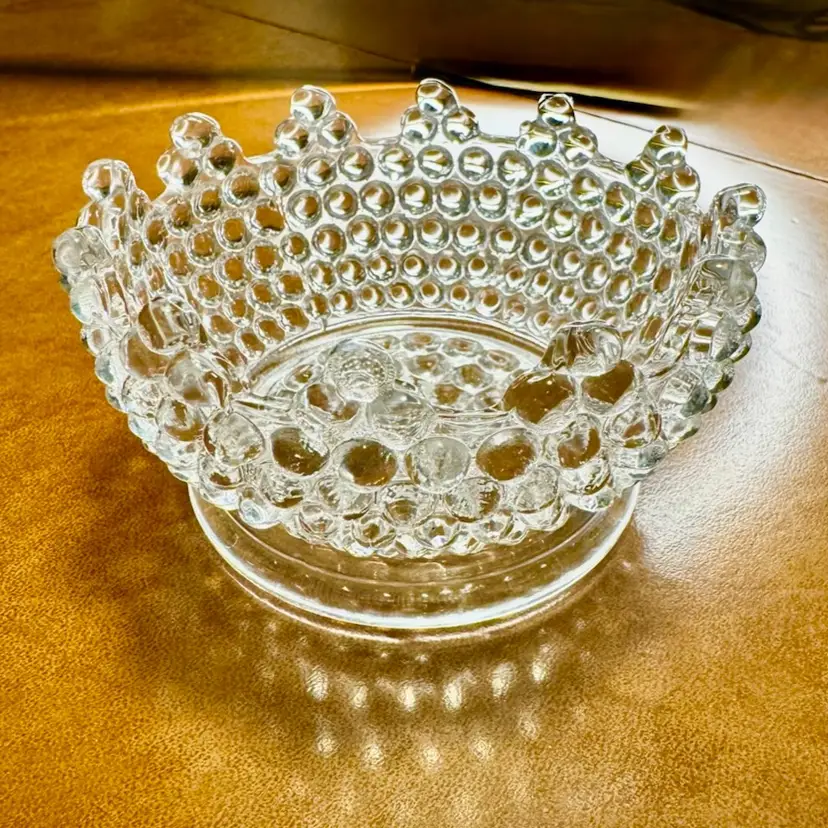 Vintage clear hobnail glass bowl 4” w 2.5” tall