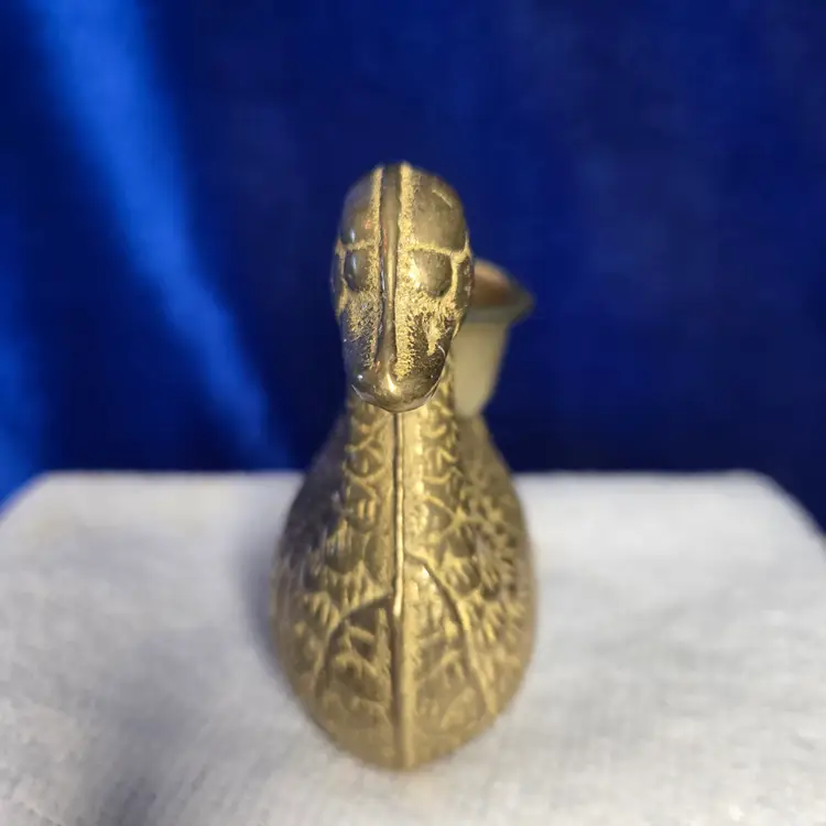 192  Solid Brass Figural Sculpted Duck Candle Holder VTG