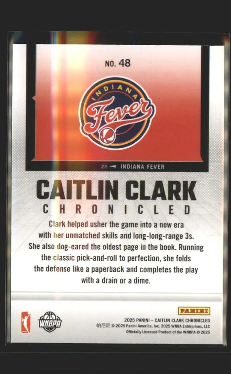 2025 Panini Caitlin Clark Chronicled #48 Caitlin Clark - (137) - Indiana Fever