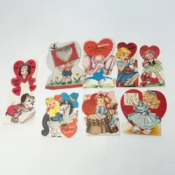 Lot Of 8 Vintage Kitschy Valentines - Dogs, Elephant, Horse Etc