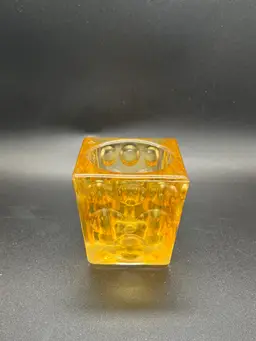 Vintage Yellow Thumbprint Votive Candle Holder