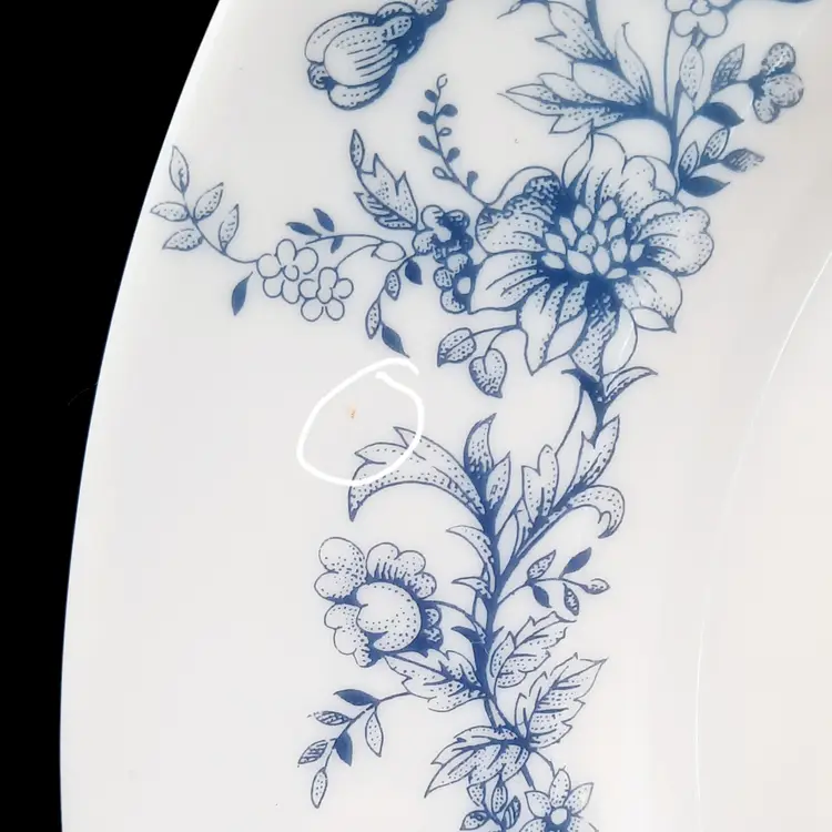 Arcopal France Opal Glass Dinner Plate Blue Floral