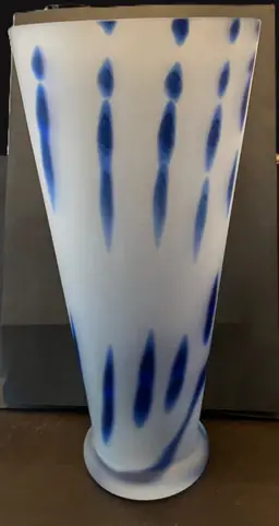 Large Italian White with Blue Vase