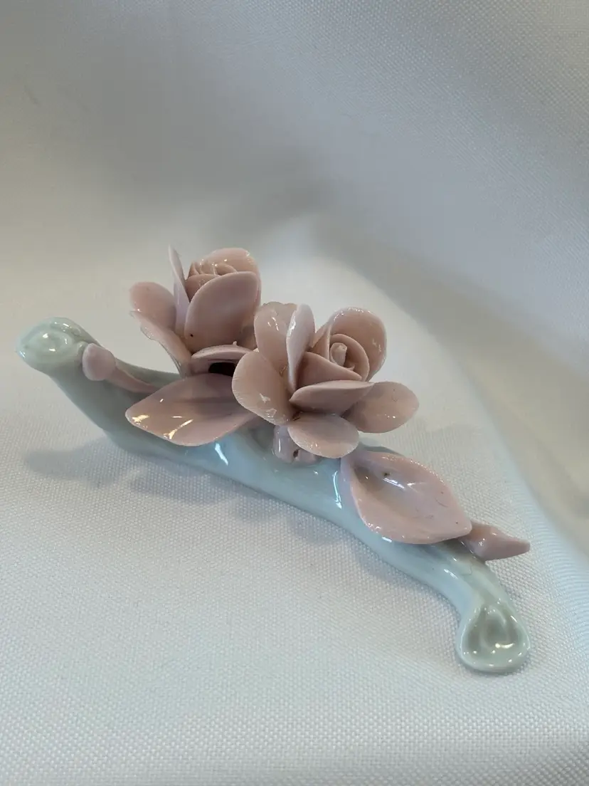Italy Nuova Capodimonte Pink Roses White Branch