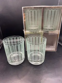 Culver MCM Double Old Fashion 4-14oz New Old Stock “Madison Sea Foam” Glasses