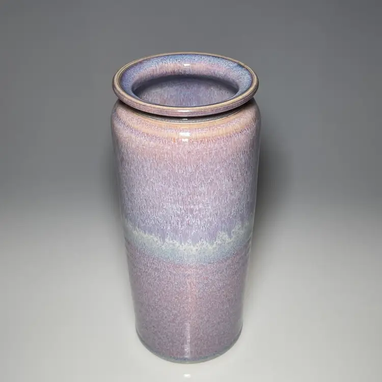 Bruning Studio Art Pottery Tall Vase Lavender Blue Drip Glaze 9.5"