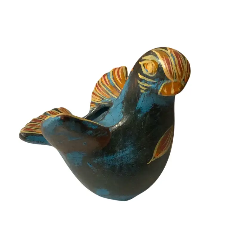 #07 - 8” Long And 7.5” Tall Gorgeous Bird Shaped Mexican Folk Art Planter