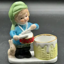 Vintage Jasco Little Drummer Boy Christmas Luvkins 1978 candle holder in original box