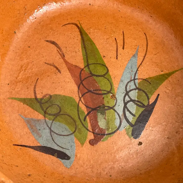 Mexican Clay Nesting Bowl Tlaquepaque Mexico Sarten de Barro Vintage Cookware 8"