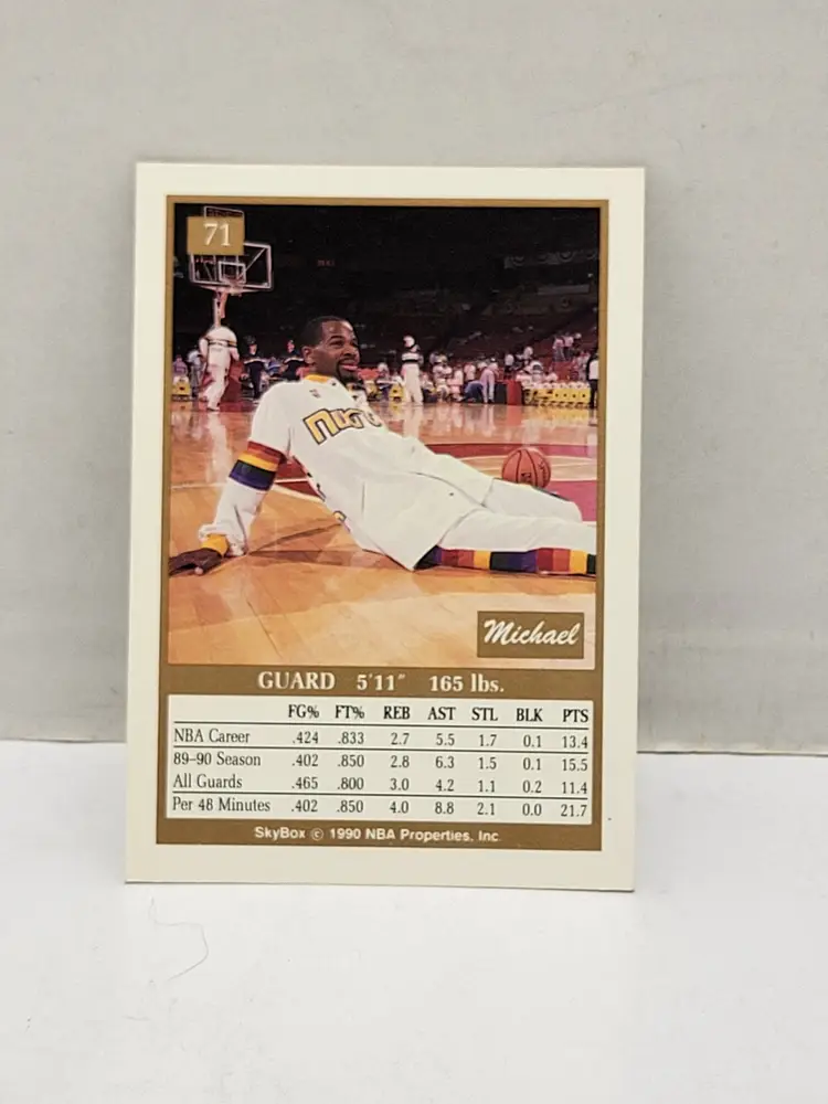 1990 Skybox Michael Adams #71 Denver Nuggets Boston College Eagles