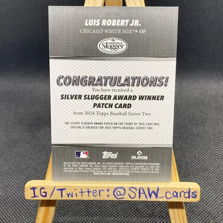 Louis Robert Jr 2024 Topps Series 2 Silver Slugger Award Winner Patch Card Chicago White Sox