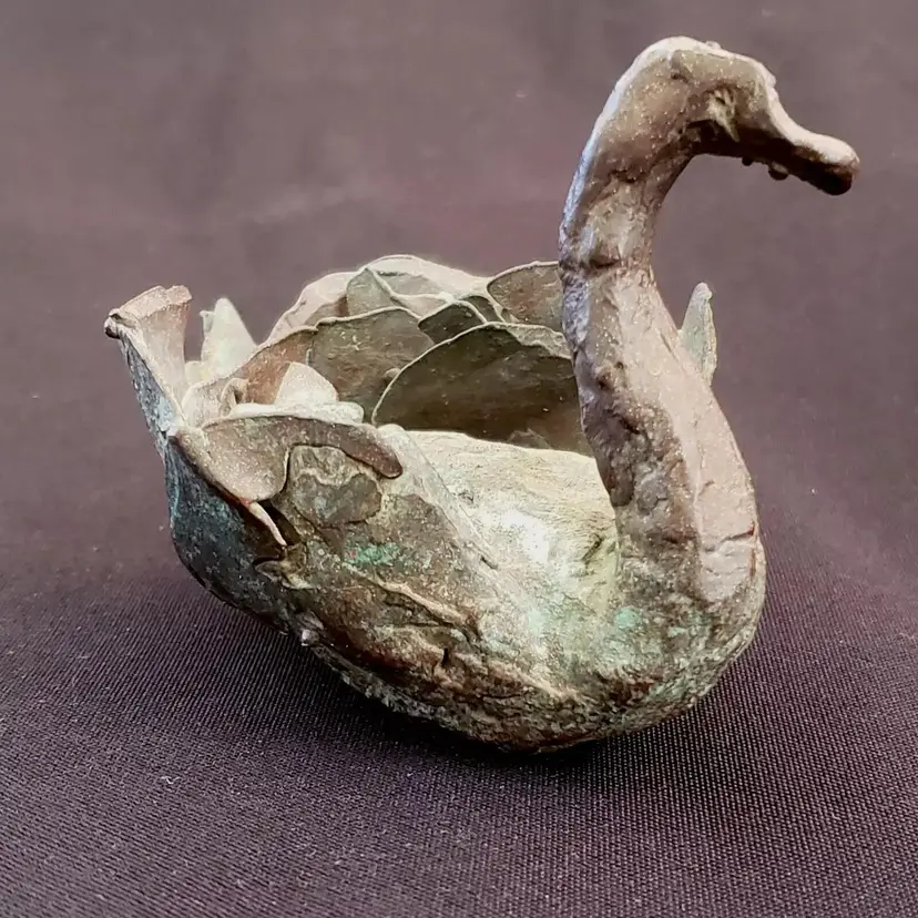 Folk Art Swan Paperweight Cast Iron Unbranded 2¾" Tall × 3¼" Long Approximately with condition issues