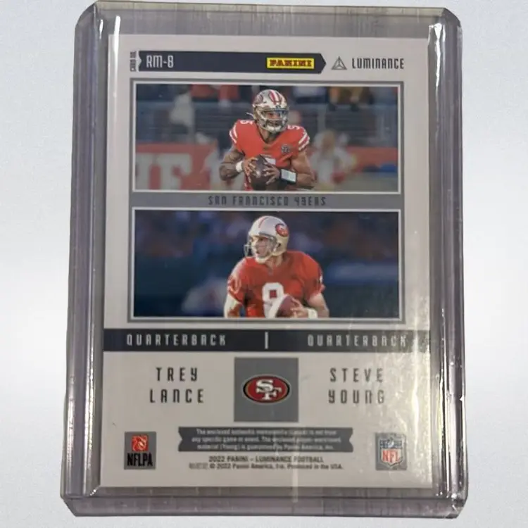 2022 Panini Luminance Football Trey Lance/Steve Young Dual Patch Steve Young Game Worn