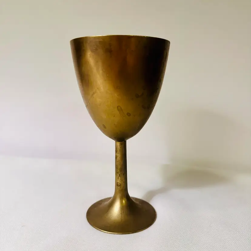 MCM Vintage Solid Brass Wine Water Goblet Chalice Bohemian Style Made in Korea