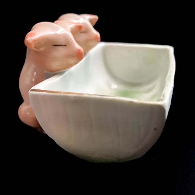 Fairing Pigs Ceramic German Novelty Salt Toothpick Holder Massachusetts Vintage