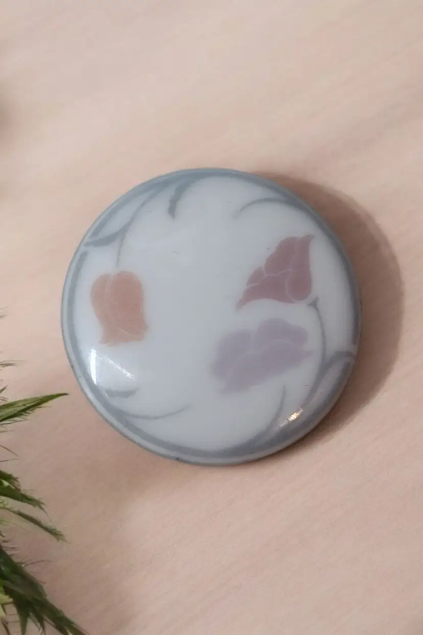 Dansk Tivoli Belles Fleurs Porcelain Brooch Pin Vintage Retro Floral Japan