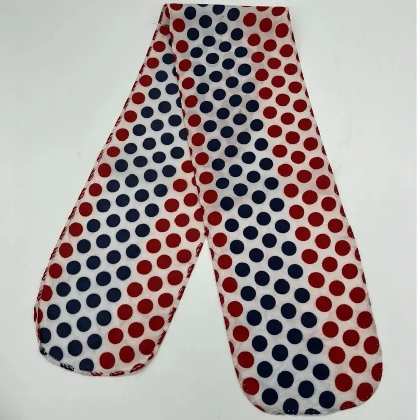 Vintage Red White Blue Polka Dot Hair Head Band Ponytail Scarf 33” Single Stitch