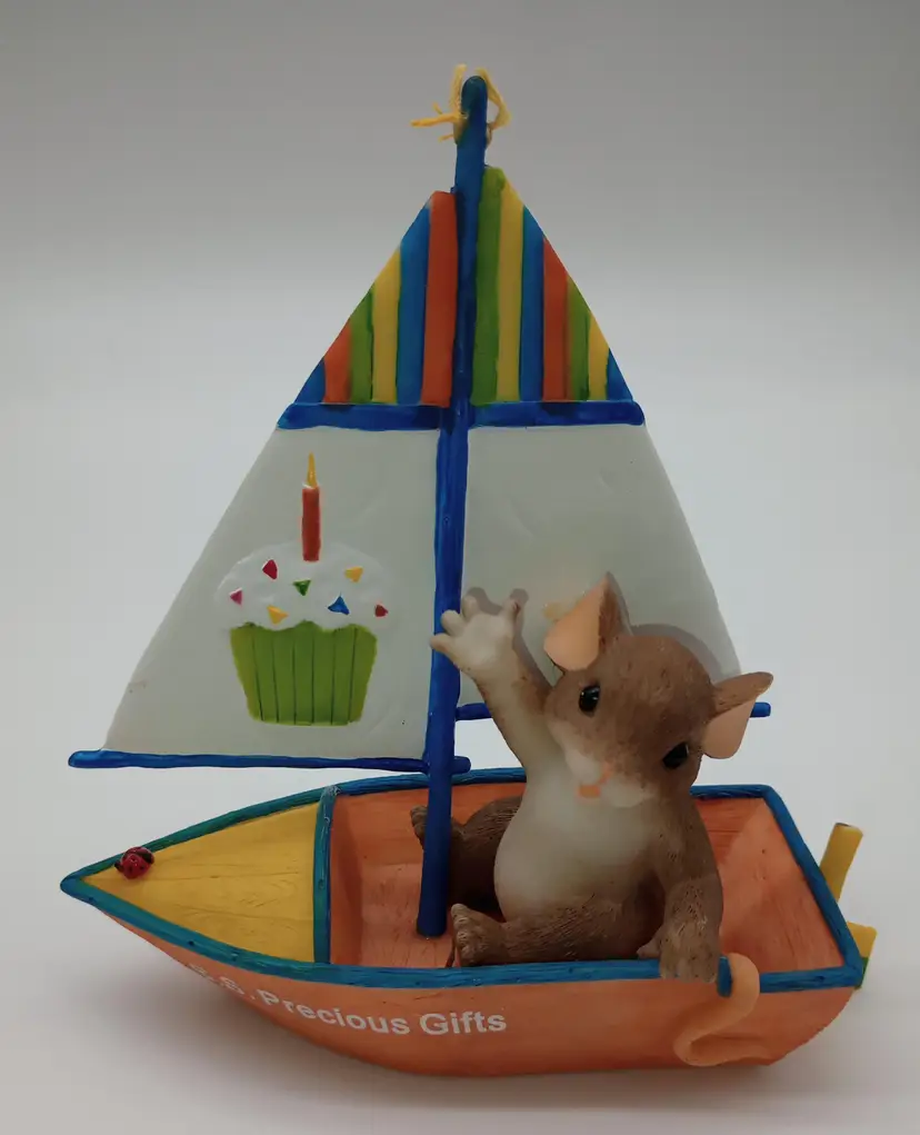 Fitz And Floyd, Charming Tails, Mouse In The S. S Precious Gifts Boat, Figurine. Perfect Gift For A Charming Tail Collector Or To Add To Your Personal Collection.