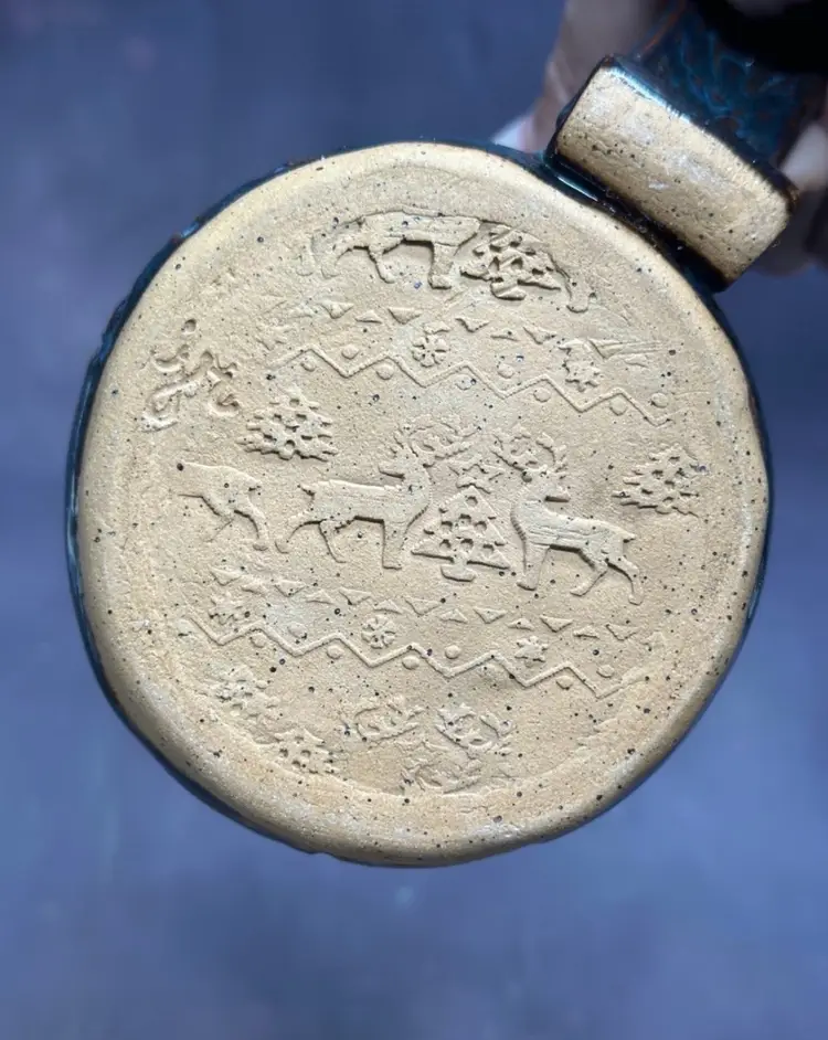 SALE Art Pottery Hand Thrown Pottery Mug Amazing Design Stoneware Base Marked