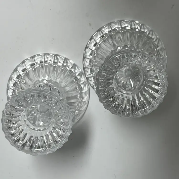 Crystal Candle Holders - Pair- So Much Sparkle! Great For Marbles Or Flip Them For Paperweights.