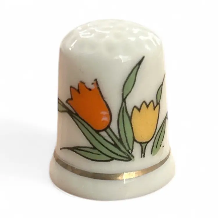Vintage Yellow And Orange Tulip Thimble