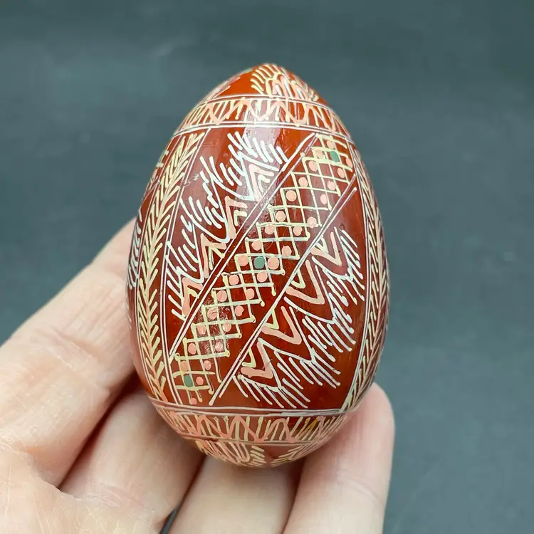 Wooden Hand Painted Egg Vintage Easter Spring Holiday Decor