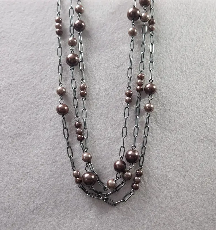 Mauve Faux Pearl Beaded Necklace