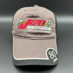 Jasper Engines Transmissions Hat Cap 80 Years Gray Black Adjustable Advertising