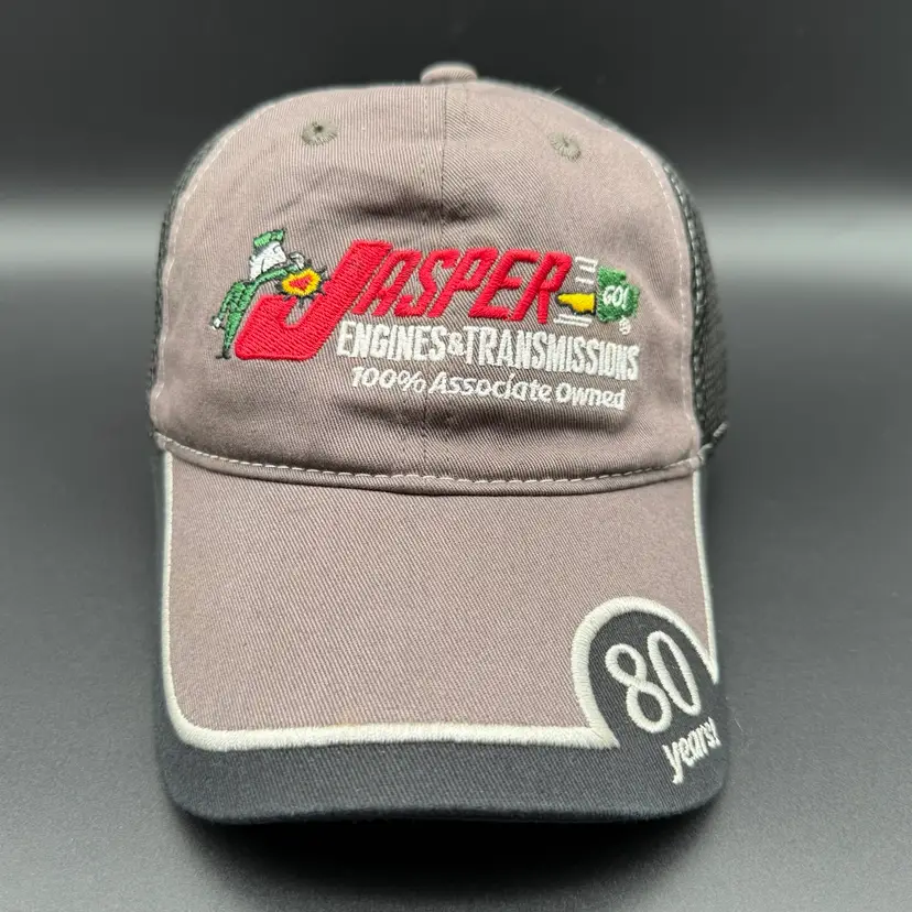 Jasper Engines Transmissions Hat Cap 80 Years Gray Black Adjustable Advertising